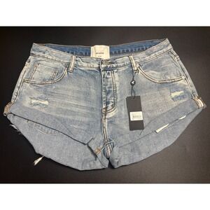One Teaspoon NWT Hendrixe Bandits Shorts Blue Low Waist Denim Distressed Size 31